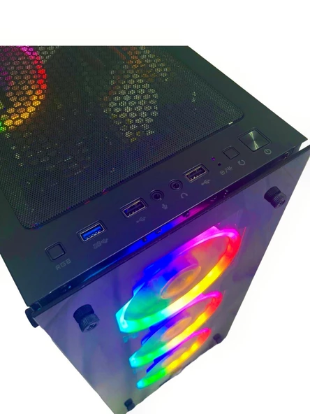 GAMEFORCE GLASS (600W 80+ PSU) 4x120mm Rainbow Fanlı Oyuncu Kasası - 2