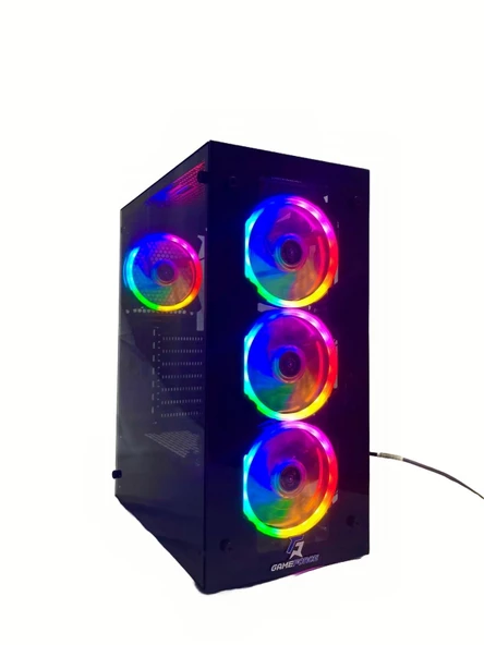 GAMEFORCE GLASS (600W 80+ PSU) 4x120mm Rainbow Fanlı Oyuncu Kasası