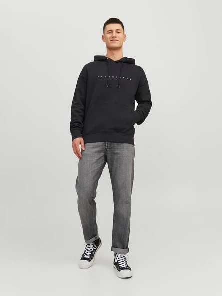 JACK JONES Erkek Kapüşonlu Sweatshirt 12233972 - Resim 4