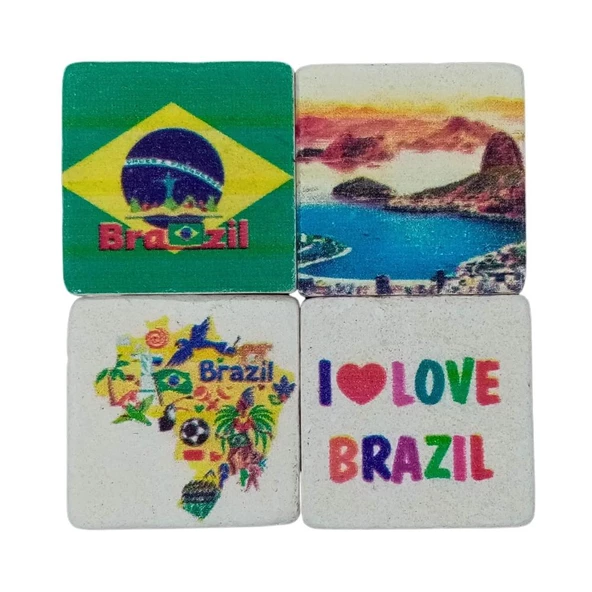 Brezilya Temalı Dörtlü Taş Magnet ürün görseli