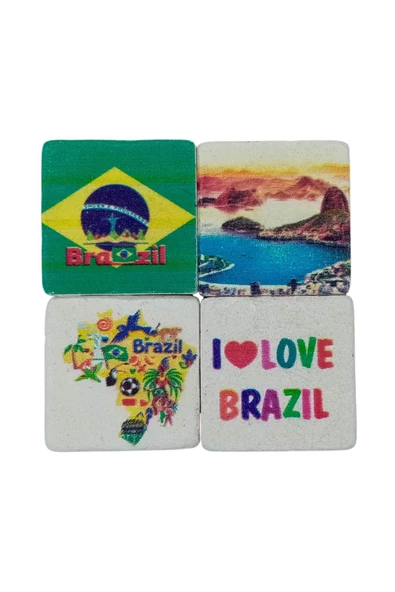 Brezilya Temalı Dörtlü Taş Magnet - Resim 3