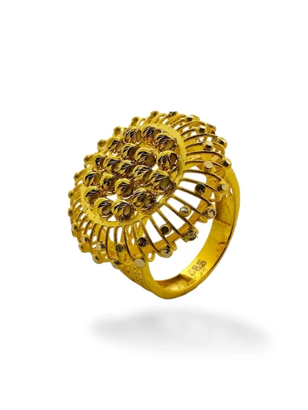 Dorika Toplu Maraş Telkari İşçiliği Mekik Altın Yüzük 14 Ayar - Resim 3