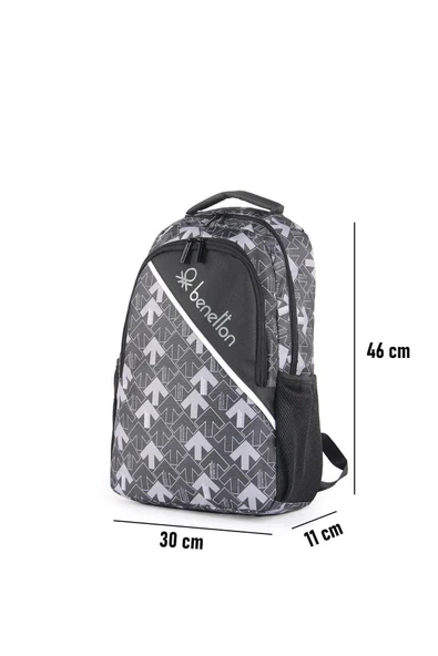 United Colors of Benetton Çift Bölmeli Okul Sırt Çantası Siyah Ok / 03739 - Resim 6