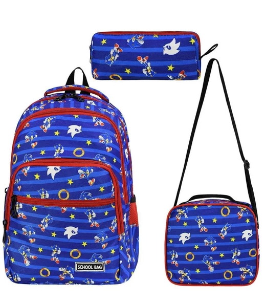 SONIC 3 LÜ SET OKUL ÇANTASI İLK OKUL BESLENMELİ ERKEK ürün görseli