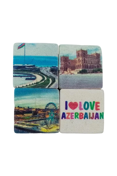 Azerbaycan Temalı Dörtlü Taş Magnet - 3