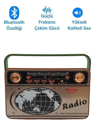 BUFFER® 503B Dekoratif Eskitme Nostalji Uzaktan Kumandalı Radyo Usb/Aux/Hafıza Kartı/Bluetooth/Şarjl - 2