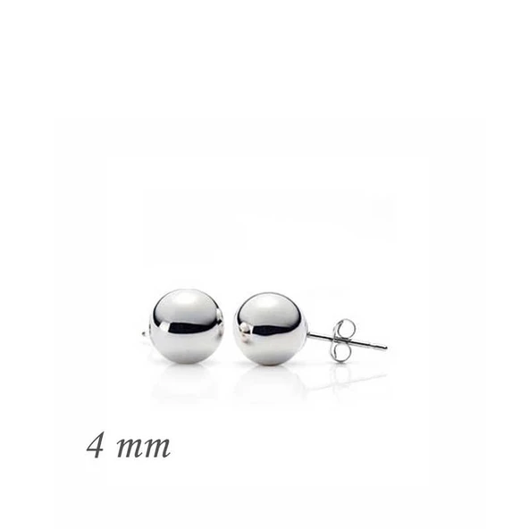 925 Ayar Gümüş Top Küpe - 4 mm - 2