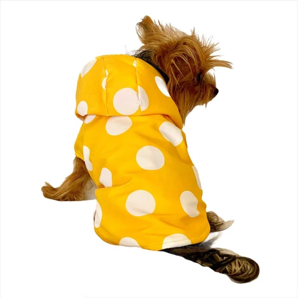 Mega Dots Yellow Yağmurluk Kapşonlu  Köpek Yağmurluğu - 2