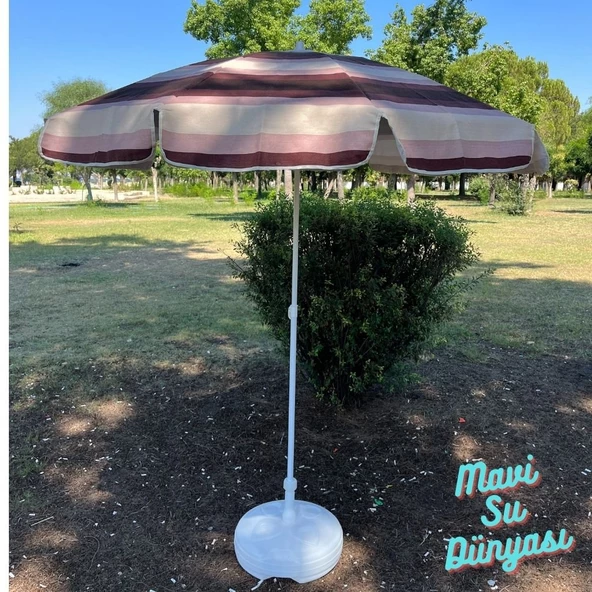 Plaj Deniz Balkon Şemsiyesi Pamuk Kumaşlı Bidon Dahil 2 Metre - 12