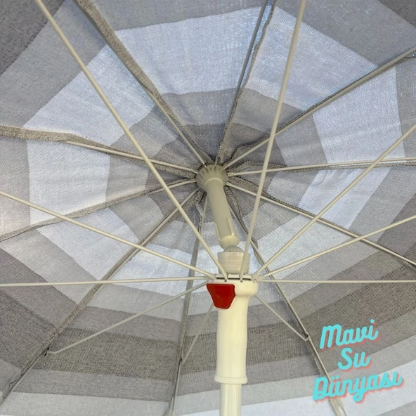 Plaj Deniz Balkon Şemsiyesi Pamuk Kumaşlı Bidon Dahil 2 Metre - 2