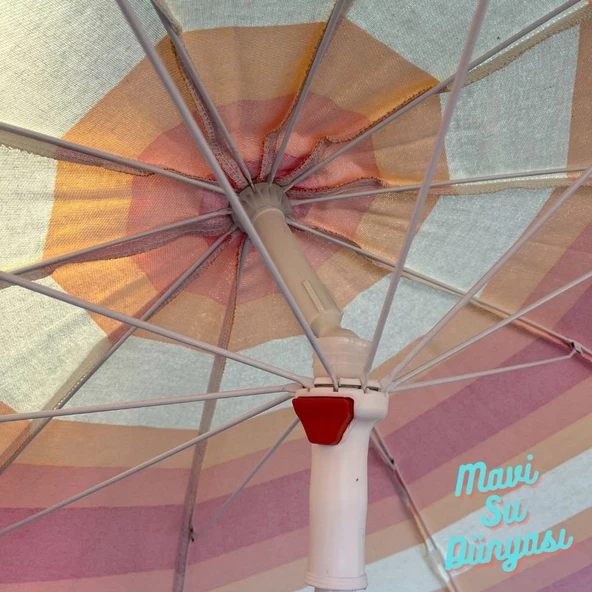 Plaj Deniz Balkon Şemsiyesi Pamuk Kumaşlı Bidon Dahil 2 Metre - 7