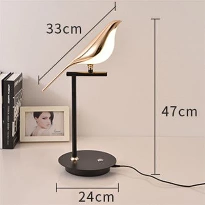 BUFFER® Saksağan Kuş Modeli Tekli Dokunmatik Aydınlatma Masa Üstü Gece Lambası Göz Korumalı Abajur - 4