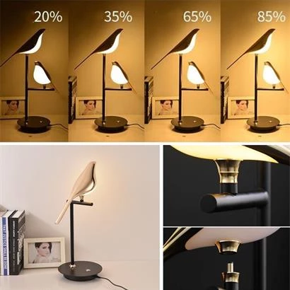 BUFFER® Saksağan Kuş Modeli Tekli Dokunmatik Aydınlatma Masa Üstü Gece Lambası Göz Korumalı Abajur - 3