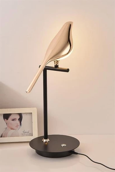 BUFFER® Saksağan Kuş Modeli Tekli Dokunmatik Aydınlatma Masa Üstü Gece Lambası Göz Korumalı Abajur - 10