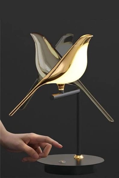 BUFFER® Saksağan Kuş Modeli Tekli Dokunmatik Aydınlatma Masa Üstü Gece Lambası Göz Korumalı Abajur - 9