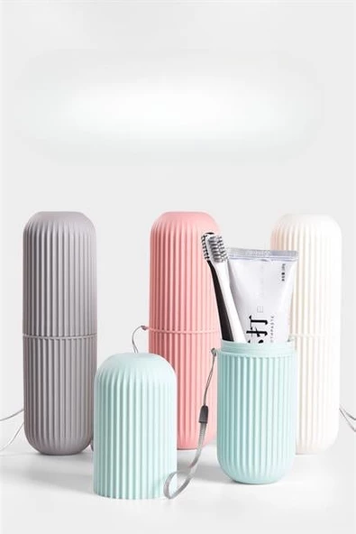 BUFFER® Seyahat Tipi Diş Fırçası Gözlük Makyaj Fırçası İçin Çok Amaçlı Silindir Saklama Kutusu İpli - 6