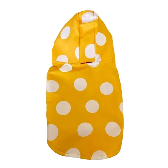 Puantiyeli Sarı Yağmurluk Kapşonlu  Köpek Yağmurluğu - 4