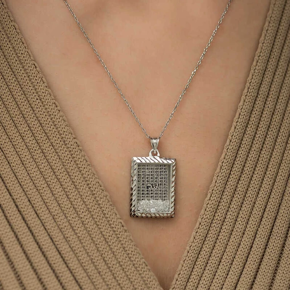 Gümüş Esma'ül Hüsna Yazılı Kolye - Resim 3