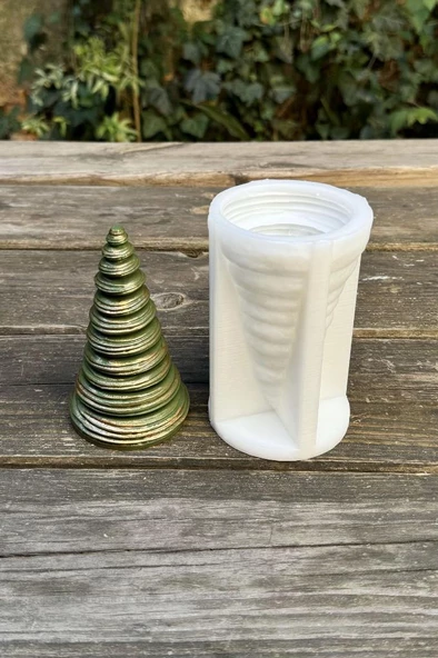 Disk Çam Ağacı Silikon Mum Kalıbı - Resim 6