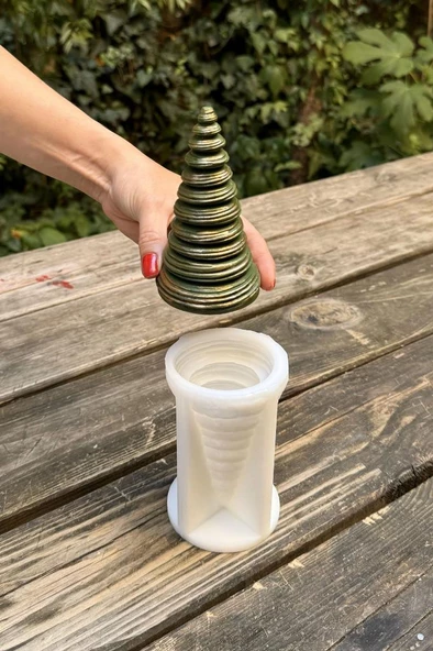Disk Çam Ağacı Silikon Mum Kalıbı - Resim 3