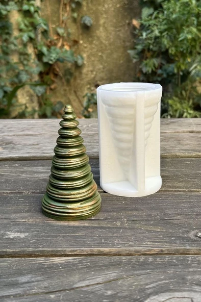 Disk Çam Ağacı Silikon Mum Kalıbı - Resim 5