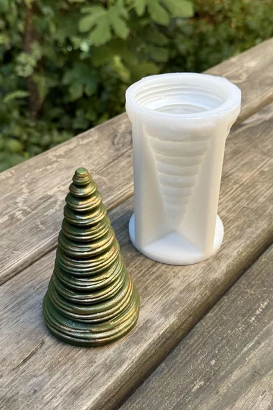 Disk Çam Ağacı Silikon Mum Kalıbı - Resim 4