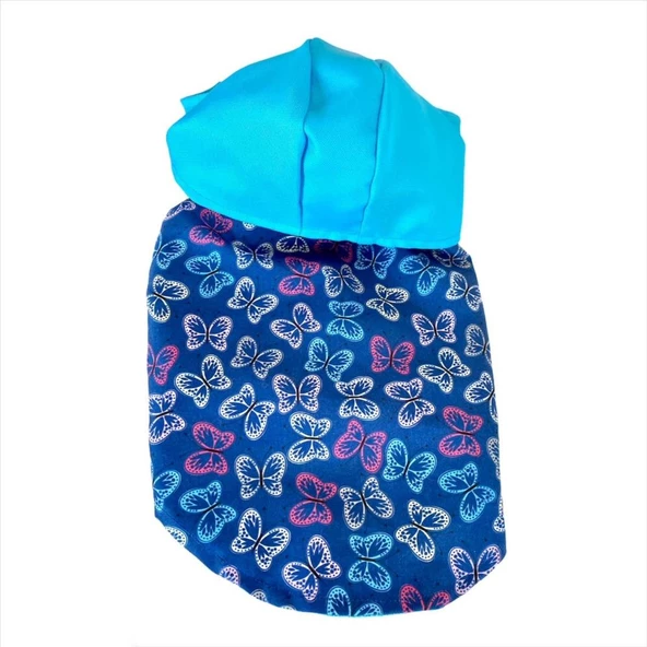 Kelebek Desenli Yağmurluk Kapşonlu  Köpek Yağmurluğu - 5