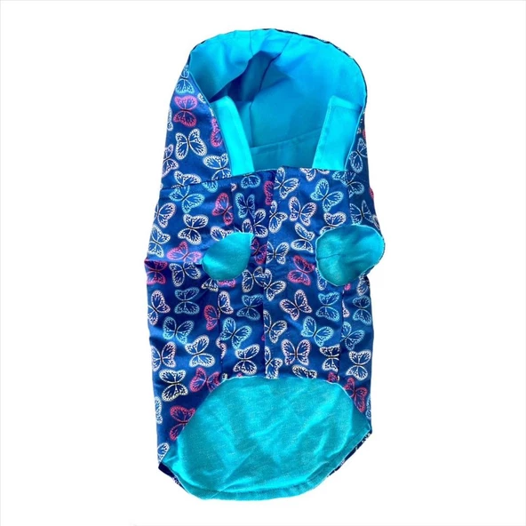 Kelebek Desenli Yağmurluk Kapşonlu  Köpek Yağmurluğu - 3