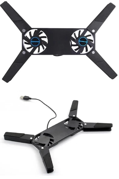 2 Fanlı Notebook Soğutucu Portatif Katlanabilir Laptop Soğutucu Fan Usbli Stand Bilgisayar Fanı - Resim 2