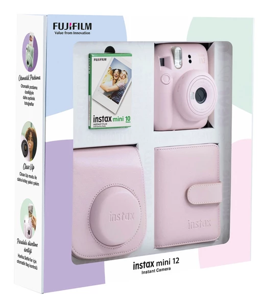 Fujifilm Instax Mini 12 10 Filmli Kare Albüm ve Deri Kılıflı Pembe Fotoğraf Makinesi Bundle Box - 2
