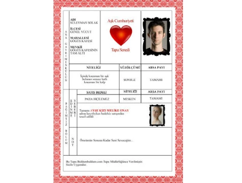 Aşk Cumhuriyeti Tapusu ürün görseli 1