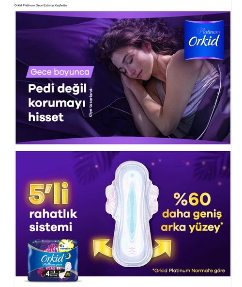 Orkid Platinum Hijyenik Ped Gece Extra 14 Adet Süper Ekonomik Pk - 6