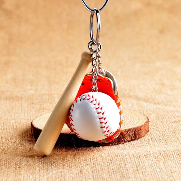 Gerçekçi Beyzbol Tasarımlı Şık Anahtarlık Kolye Çanta Süsü Baseball Keychain (4549) - 2