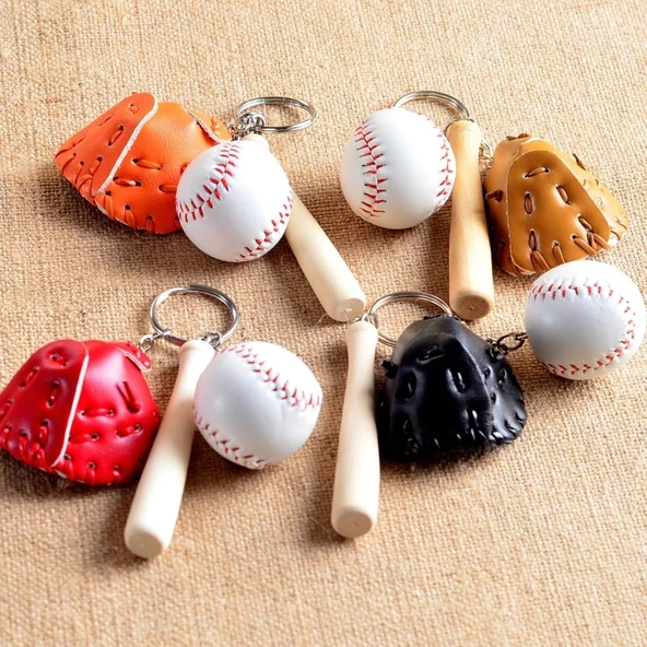 Gerçekçi Beyzbol Tasarımlı Şık Anahtarlık Kolye Çanta Süsü Baseball Keychain (4549) - 4