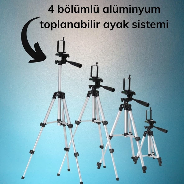 Taşıma Çantalı 130 cm Profesyonel Alüminyum Kamera Tripodu (4549) - 2