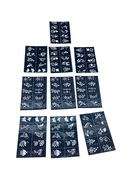 ÇİÇEKLİ 10X14CM TÜP KINA DESEN ÇIKARTMA ŞABLONU 12 PARÇA (4549) - 1