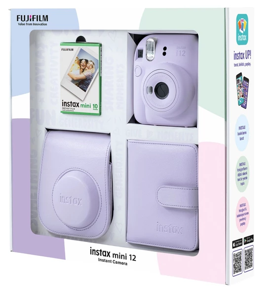 Fujifilm Instax Mini 12 10 Filmli Kare Albüm ve Deri Kılıflı Lila Fotoğraf Makineli Bundle Box - 3