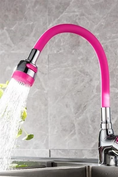 BUFFER® Oynar Başlıklı Tasarruflu Kubar Musluk Borusu ve Başlığı Pembe - 9