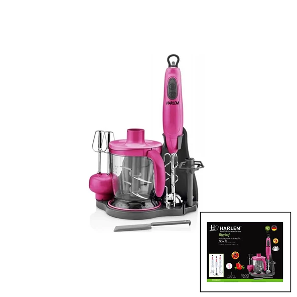 HARLEM HBS-2600 GROUP GR-2600 BİGCHEF 10IN1 BLENDER SET 1200W DOĞRAYICI - MİKSER YOĞURUCU - KARIŞTIRICI (4549)