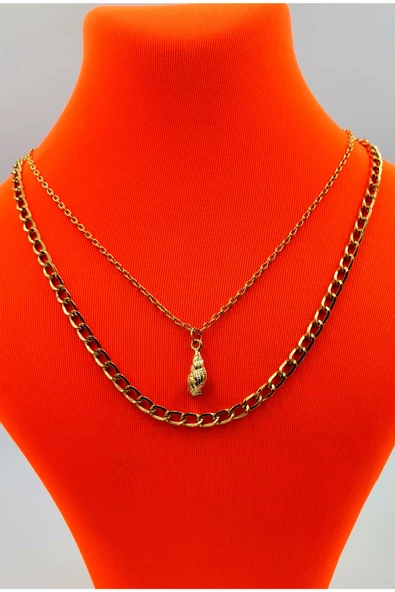 Gold Renk Zincir Figürlü Kararmaz Özel Tasarım Kolye ürün görseli