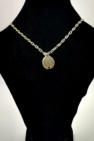 Gold Renk Zincir Figürlü Kararmaz Özel Tasarım Kolye ürün görseli 1