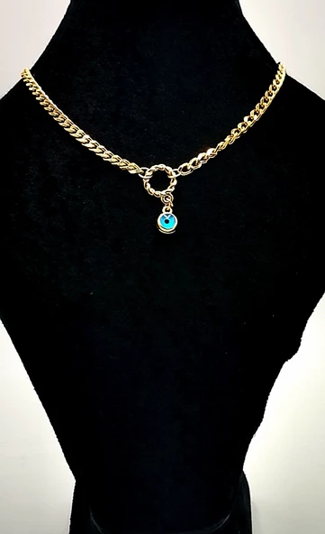 Gold Renk Zincir Figürlü Kararmaz Özel Tasarım Kolye ürün görseli 1