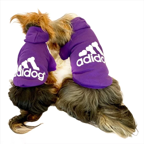 Mor Adidog Kapşonlu Köpek Sweatshirt Köpek Kazağı - 10