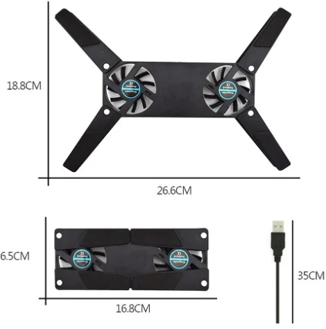 Katlanabilir Laptop Soğutucu 2 fanlı - Resim 4
