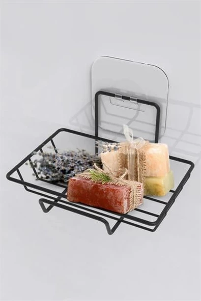 BUFFER® Kendiliğinden Yapışkanlı Dekoratif Tekli Sabunluk Siyah - 9