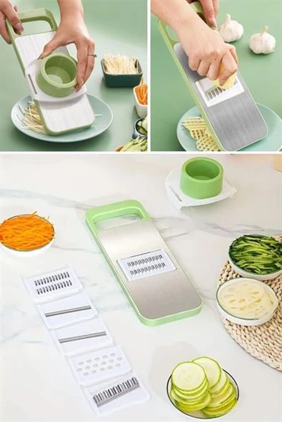 BUFFER® 7 Farklı Bıçaklı Doğrayıcı Keskin Pratik Mutfak Rendesi Doğrayıcı - 6