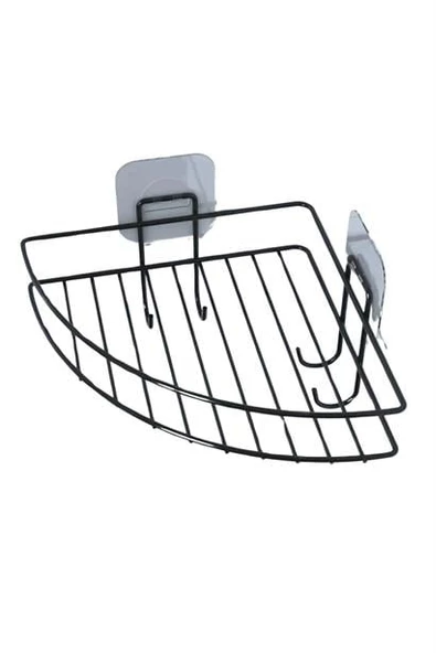 BUFFER® Yapışkanlı Banyo Köşeliği Kancalı Köşe Rafı Duş Şampuanlık Duvar Düzenleyici Organizer Raf - 9