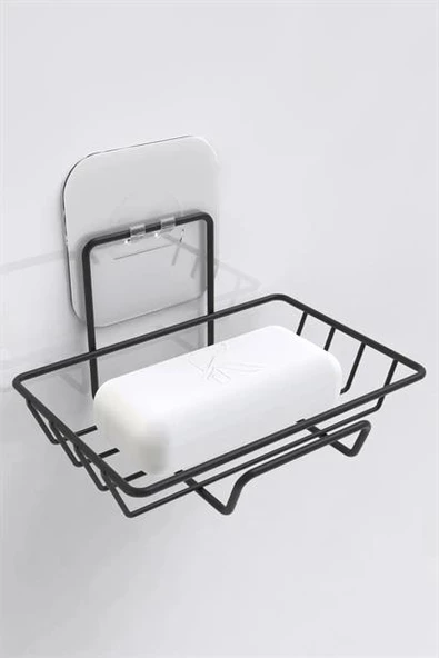 BUFFER® Kendiliğinden Yapışkanlı Dekoratif Tekli Sabunluk Siyah - 6