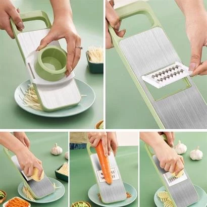 BUFFER® 7 Farklı Bıçaklı Doğrayıcı Keskin Pratik Mutfak Rendesi Doğrayıcı - 5