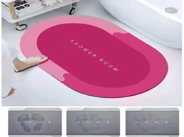 Büyük Boy Pembe Süper Su Emici Kaymaz Tabanlı Banyo Paspası ( 80*50 )cm - 2